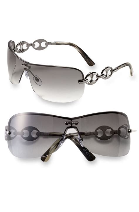 gucci shield glasses selfridges|gucci rimless shield sunglasses.